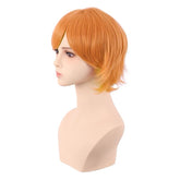 Orange Layered Pixie Cut Side Swoop Wig for Cosplay 12 Inch